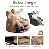 Garvee 27" Oversized Rocker Swivel Recliner Chair, Lazy Boy for Adults, with Vibrating Massage and Heating, 1.5x Sponge Filling, Side Pocket, and Cup Holder, for Living Room, Bedroom, and Nursery