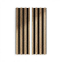 Garvee Set of 2 Modern 3D Fluted Acoustic Wood Slat Wall Panels 47.2" x 11.8" Soundproof Decorative Panels for Home Theater, Office, Studio and Interior Walls, Walnut