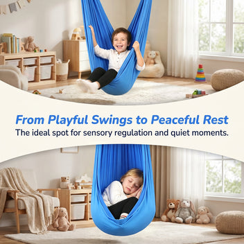 Garvee Sensory Swing for Kids & Adults, Calming Deep Pressure, Durable Support, Double-Layer Nylon Fabric, Heavy-Duty Hardware, Indoor Relaxation