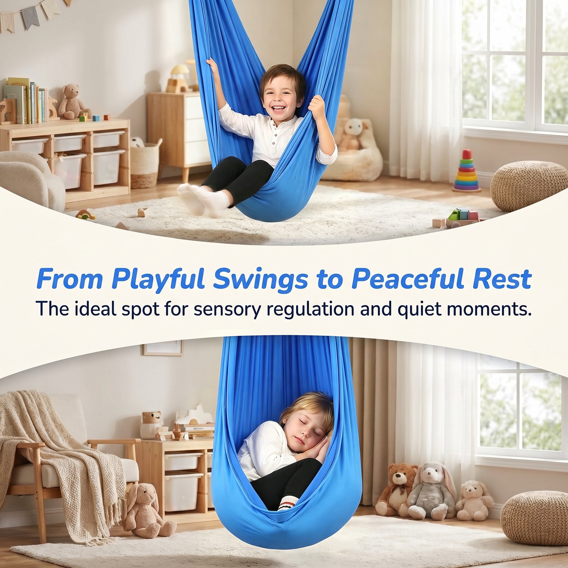 Garvee Sensory Swing for Kids & Adults, Calming Deep Pressure, Durable Support, Double-Layer Nylon Fabric, Heavy-Duty Hardware, Indoor Relaxation
