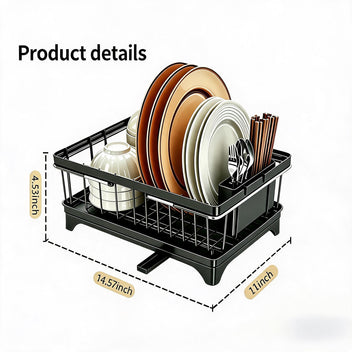 Garvee Over-the-Sink Dish Drying Rack, Expandable Kitchen Dish Drainer with Adjustable Arms, Heavy-Duty Carbon Steel Sink Basket for Dishes, Vegetables & Fruit, Black