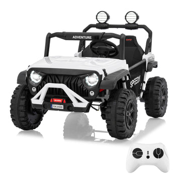 Garvee Ride P Series 24V Kids Toddler Ride On Truck 4WD 3 Speeds Large 7AH Battery Bluetooth MP3 Parent Safety Brake Red Outdoor Play - White