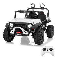 Garvee Ride P Series 24V Kids Toddler Ride On Truck 4WD 3 Speeds Large 7AH Battery Bluetooth MP3 Parent Safety Brake Red Outdoor Play - White