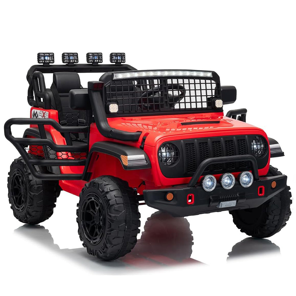 Garvee 24V Ride on Toys for Big Kids, 2-Seater Electric Ride on Car Truck with Remote Control, Four-Wheel Shock Absorbers, 4 Mph Max Speed, Music, LED Lights for Boys Girls, Red