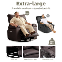 Garvee Swivel Massage Chair, Power Rocking Recliner Chair with Massage and Heating, Oversized Faux Leather Single Sofa Chair, Home Rocking Glider Chairs for Adults, Living Room, Bedroom