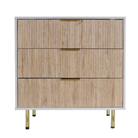 Garvee Fluted Dresser with 3 Drawers, Modern Chest of Drawers with Curved Profile Design, Wood Drawer Organizer for Bedroom, Living Room, Hallway, Natural Oak