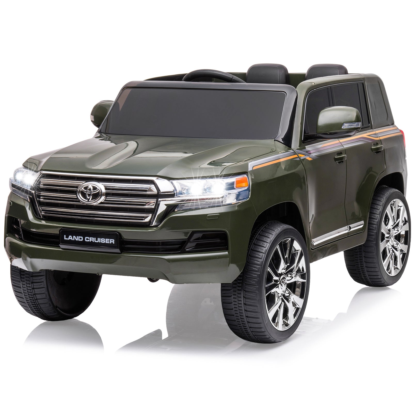 Garvee Ride - P Series: 12V Toyota Land Cruiser Kids' Car: Remote, LED, 3 Speeds, Dual 45W Motors, USB Music, Seat Belt, CPC & ASTM Approved - Green