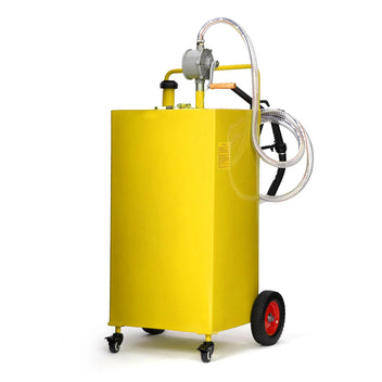 Garvee 35 Gal Fuel Caddy with Manual Pump, Heavy Duty Gasoline & Diesel Transfer Tank, Portable Spill-Proof Fuel Container for Boat, Truck, Lawn Mower, ATV, Garage & Farm, Yellow