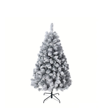 Garvee 4.5ft Artificial Christmas Tree, Pre-Lit Flocked Christmas Tree with Warm White Lights, Realistic Flocked Xmas Tree with Metal Hinges and Foldable Base for Home & Office Decor