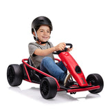 Garvee Ride G Series 24V Go Kart for Kids 8-12, 300W*2 Motors, 9Ah Battery, 8MPH Speed, Music, Horn, 175lbs Max Load - Red - Red