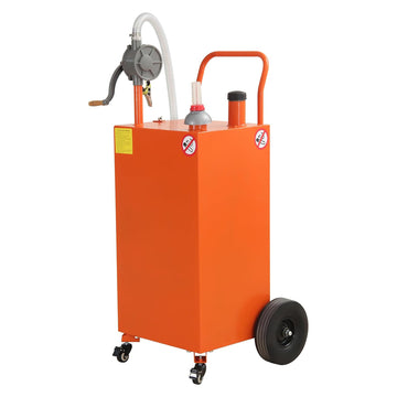 Garvee 30 Gallon Gas Caddy, Portable Fuel Transfer Storage Tank with 4 Wheels and 2-Way Rotary Pump, Large Diesel Kerosene Can Container for Cars Boat ATV Motorcycle Lawnmower, Orange
