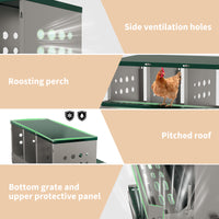 Garvee 8-Compartment Metal Nesting Box – Heavy-Duty Roll Away Egg Design w/Perch & Cover for Poultry Wall/Floor Mount, Green