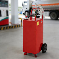Garvee 30 Gallon Portable Fuel Caddy - Gas Tank with Manual Transfer Pump for Cars, Lawn Mowers, ATVs, and Boats, Red