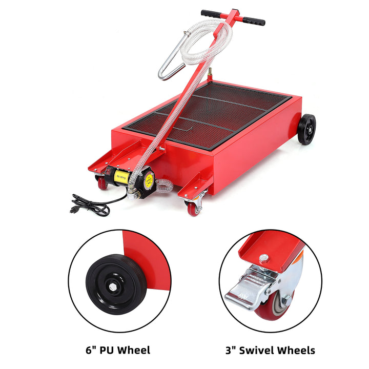 Bandeja de drenaje de aceite con ruedas de 15 cm y rodamientos giratorios de 7.5 cm