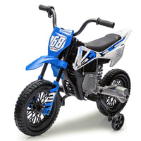 Garvee Ride - P Series: 12V Kids Electric Dirt Bike, 25W*2 Motor, Twist Grip Throttle, Spring Suspension, Training Wheels, Ride-On Toy - Blue