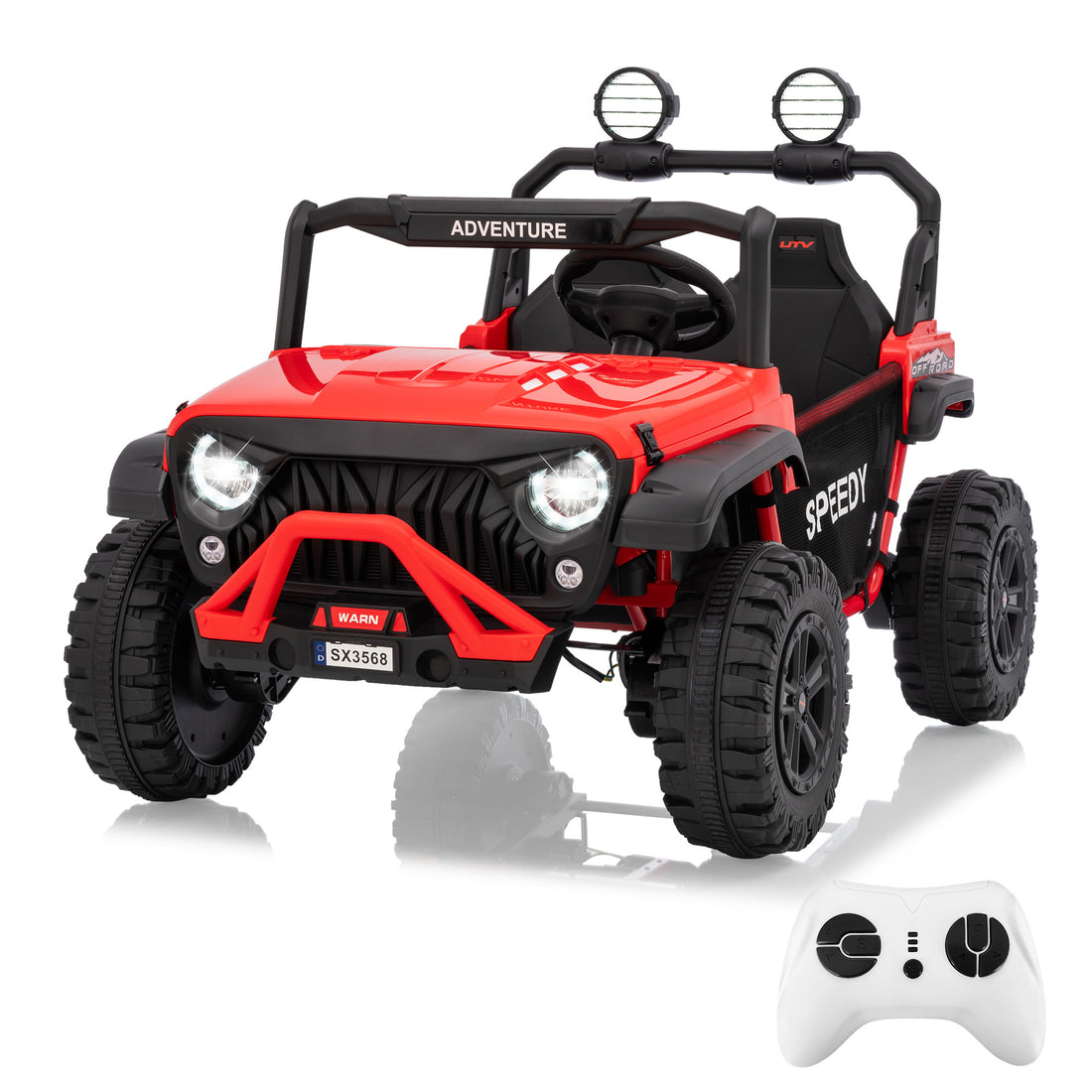 Garvee Ride P Series 24V Kids Toddler Ride On Truck 4WD 3 Speeds Large 7AH Battery Bluetooth MP3 Parent Safety Brake Red Outdoor Play - Red