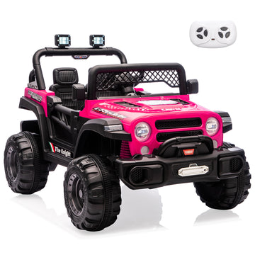 Garvee 12V Kids Electric Ride-On Truck – Dual 550W Motors, 3 Speeds, Remote Control, Spring Suspension, LED Lights, Music Player, Safety Belt – Battery Powered Car for Kids Ages 3-8, Rose