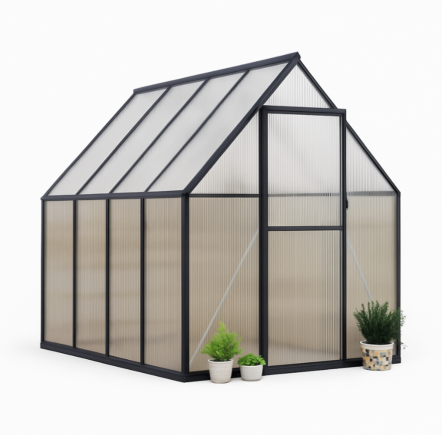 Garvee 6'x9' Aluminum-Framed Polycarbonate Greenhouse – Heavy Duty Greenhouse Kit with Quick Setup, Roof Vent