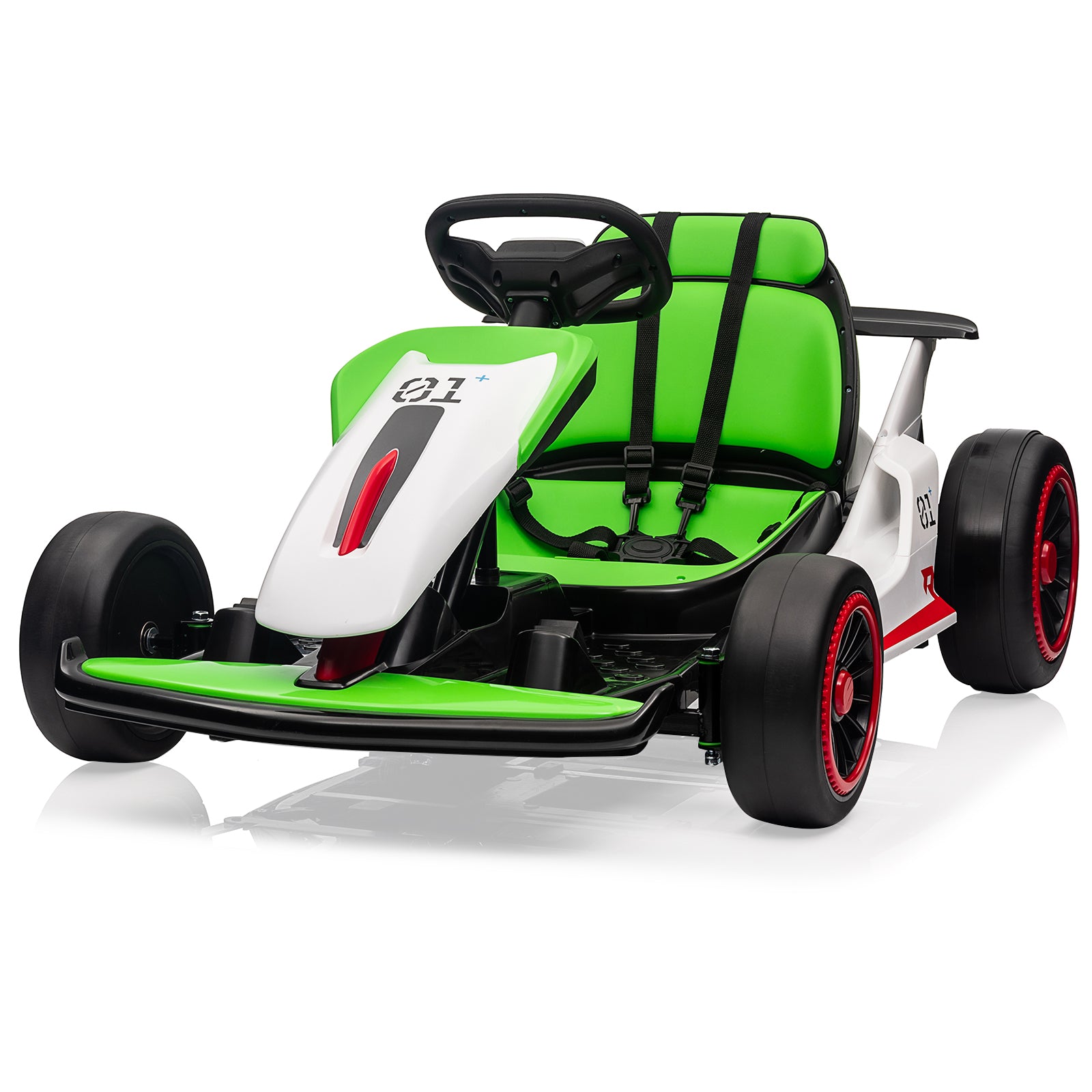 Garvee Ride - G Series: 6+,24V Drift Kart with 2X150W Strong Motor, 7AH Big Battery, Electric Pedals, Electric Go Kart Outdoor Race Toy - Green & White