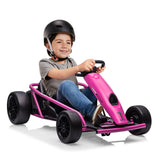 Garvee Ride G Series 24V Go Kart for Kids 8-12, 300W*2 Motors, 9Ah Battery, 8MPH Speed, Music, Horn, 175lbs Max Load - Pink - Pink