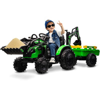 Garvee Ride P Series 3-in-1 Ride-On Tractor, 24V Electric, Excavator & Bulldozer, Remote Control, LED, Music, USB/Bluetooth max 66 lbs - Bright-green