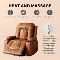 Garvee Power Lift Recliner Chair - Heat and Massage, Adjustable Back and Legs, PU Leather Electric Lift Chair Designed for Mobility Aid Elderly Relaxation, Brown