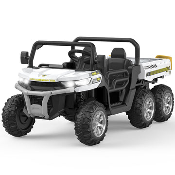Garvee Ride - P Series: 2-Seater Ride on Car,6X6 24V Kids Ride On Dump Truck with Remote Control Electric Utility Vehicles UTV Battery Powered 6 Wheeler, for 3 years and up - White