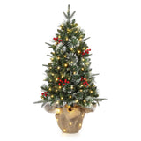 Garvee 3ft Mini Pre Lit Christmas Tree with Burlap Base, Artificial Small Tabletop Xmas Tree with 78 LED Lights, 8 Lighting Modes, Remote Control Christmas Tree for Home, Porch, Office - Burlap Base-8 Light Modes-1 Pack
