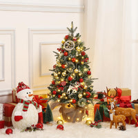 Garvee 3ft Mini Pre Lit Christmas Tree with Burlap Base, Artificial Small Tabletop Xmas Tree with 78 LED Lights, 8 Lighting Modes, Remote Control Christmas Tree for Home, Porch, Office