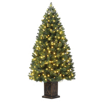 Garvee 4.5ft Christmas Tree, Pre-Lit Artificial Fiber Optic Christmas Tree with 300 LEDs & 8 Lighting Modes, Prelit Xmas Pine Tree Christmas Decoration for Yard, Home, Entrances - 1PCS