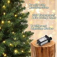 Garvee 4.5ft Christmas Tree, Pre-Lit Artificial Fiber Optic Christmas Tree with 300 LEDs & 8 Lighting Modes, Prelit Xmas Pine Tree Christmas Decoration for Yard, Home, Entrances - 1PCS
