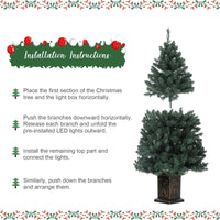Garvee 4.5ft Christmas Tree, Pre-Lit Artificial Fiber Optic Christmas Tree with 300 LEDs & 8 Lighting Modes, Prelit Xmas Pine Tree Christmas Decoration for Yard, Home, Entrances - 1PCS