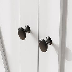 GARVEE Buffet Cabinet Farmhouse Storage Cabinet with Doors and Shelves, Buffets and Sideboards Entryway Cabinet with Storage Accent Console Cabinet for Living Room, Dining Room (White+Brown)