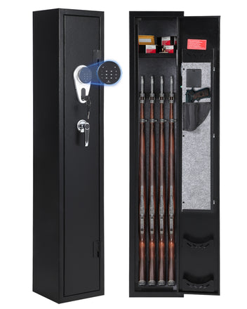 Garvee 3-4 Rifle Gun Safe with Digital Keypad & Dual Explosion Alarm - 52" Tall Heavy Duty Steel Rifle Cabinet for Home Security, Holds 3-4 Long Guns + Pistol, Quick Access with Silent Mode
