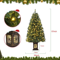 Garvee 4.5ft Artificial Fiber Optic Christmas Tree with 300 LED Lights, 8 Lighting Modes, Pre-Lit Artificial Potted Xmas Tree, Christmas Decoration for Yard, Home, Entrances