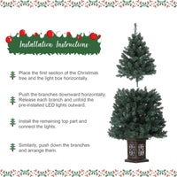 Garvee 4.5ft Artificial Fiber Optic Christmas Tree with 300 LED Lights, 8 Lighting Modes, Pre-Lit Artificial Potted Xmas Tree, Christmas Decoration for Yard, Home, Entrances