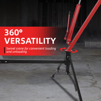 Garvee Hydraulic Hitch-Mount Truck Crane Professional 2-Inch Hitch Receiver, 3 Adjustable Capacities: 500 lbs, 750lbs, 1000 lbs (MAX) Red