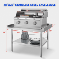 28x48" NSF Stainless Steel Stand, 750 lbs, Adjustable Shelf - GARVEE
