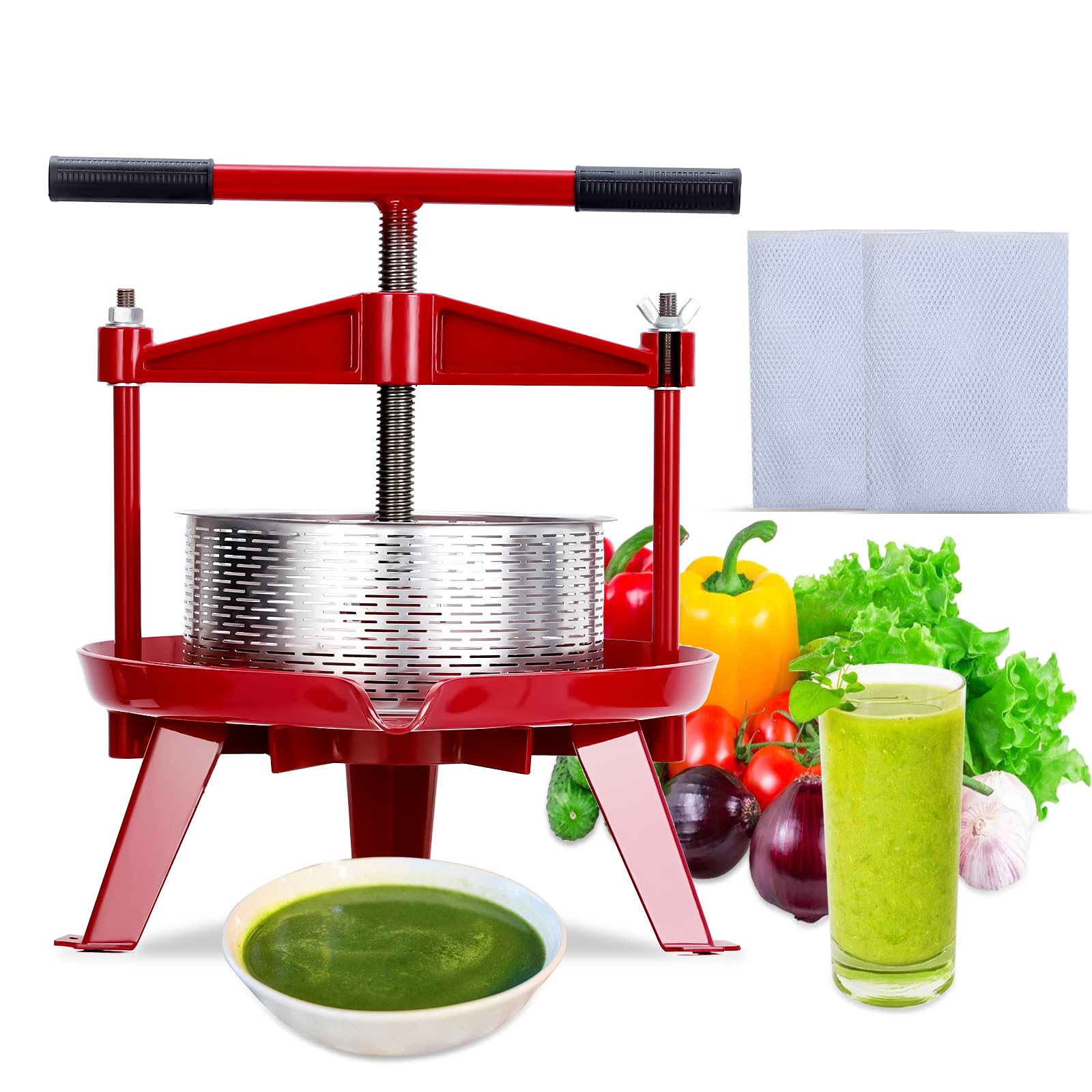 2.38 Gal Manual Fruit Wine Press, with T-Handle, Kitchen Use