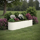 Garvee 8' X 2' X 1.5' Galvanized Steel Raised Garden Beds 2-Pack, Oval Beige Planter Boxes, Rust-Resistant, Open-Base Drainage, Easy Assembly, Weather-Resistant - For Vegetables, Flowers, Herbs - Beige - Beige