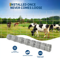 GARVEE 6'x164' No-Climb Fence - Heavy Duty Galvanized Steel w/Reinforced Knots (Zinc Coated, Pre-Rolled for Ranch/Pasture)