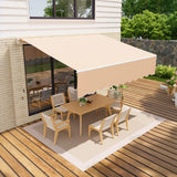 Garvee 10' x 8' Manual Retractable Patio Awning, Waterproof  Sun Shade with Aluminum Frame, 280g Polyester Canopy for Deck & Porch, Khaki - Khaki