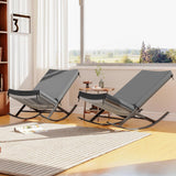 Garvee Outdoor Rocking Chair Set of 2 with Cushions, PE Rattan, Weather-Resistant Steel Frame, Removable Cotton Pads, Grey, Patio & Garden Lounge - Dark Grey