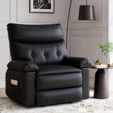 Garvee Oversized Wide Massage Recliner Chair, PU Leather Large Manual Recliner for Adults, Ultimate Comfort Lazy Boy with 1.5X Sponge Filling and Easy Recline Mechanism for Relaxation, Black - Black