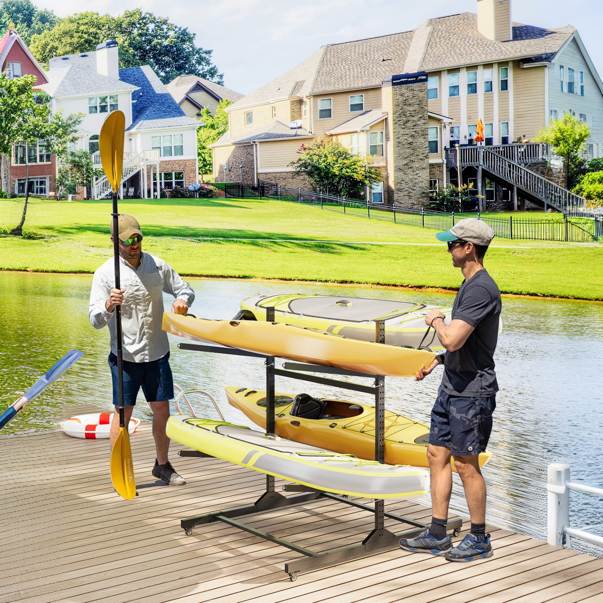 Garvee Rack de Stockage Robuste pour Kayak – Support autoportant à 2 Niveaux, Acier résistant, Usage intérieur/extraérieur, idéal Garage, Quai, abri – Support Industriel fiable Garvee Rack de Stockage Robuste pour Kayak – Support autoportant à 2 Niveaux, Acier résistant, Usage intérieur/extraérieur, idéal Garage, Quai, abri – Support Industriel fiable