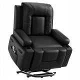 Garvee Power Lift Recliner Chair - Heat and Massage, Adjustable Back and Legs, PU Leather Electric Lift Chair Designed for Mobility Aid Elderly Relaxation, Black - Black
