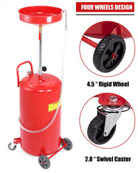 20 Gal Air Operated Portable Oil Drain, Adjustable Funnel with Wheel - GARVEE
