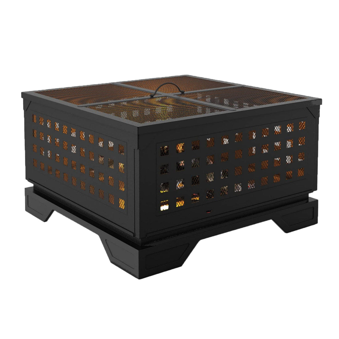 21.7 Inch Square Wood Burning Fire Pit with Spark Screen
