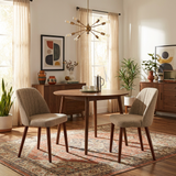 Garvee Set of 2 Mid-Century Modern Fabric Upholstered Dining Chairs with Padded and Solid Wood Legs, Camel - Camel