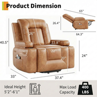 Garvee Power Lift Recliner Chair - Heat and Massage, Adjustable Back and Legs, PU Leather Electric Lift Chair Designed for Mobility Aid Elderly Relaxation, Brown